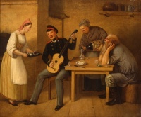 Михайлов А.С. Писарь, играющий на гитаре. 1851. 